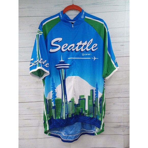 Canari Cycling Jersey Mens XXL Seattle Space Needle Emerald City NWT $70 - Picture 1 of 10